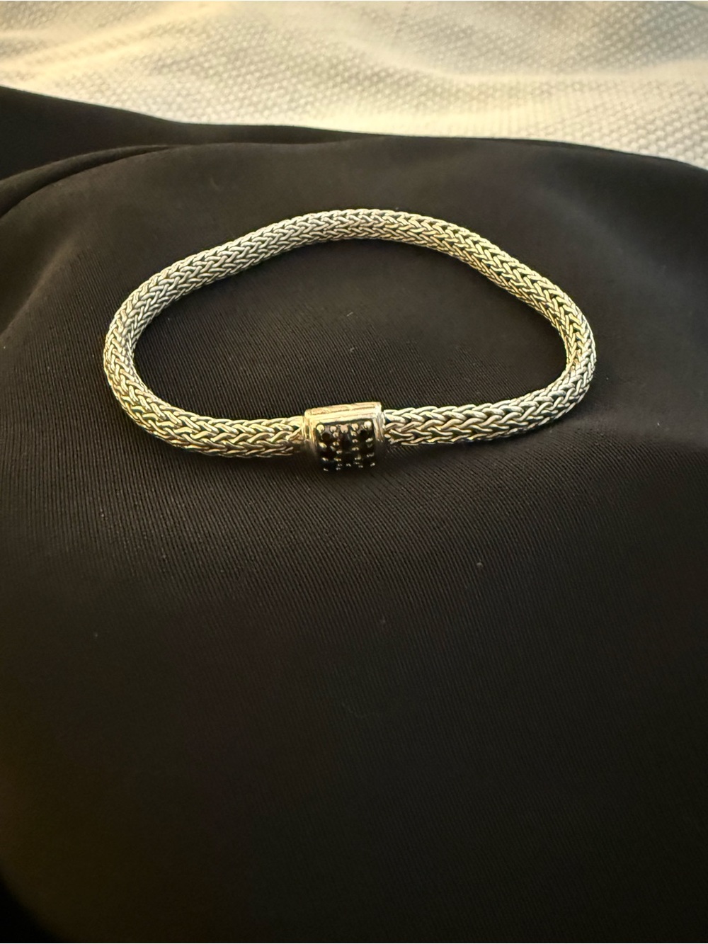 Ed Hardy Silver Braided Chain Bracelet with Studded Clasp